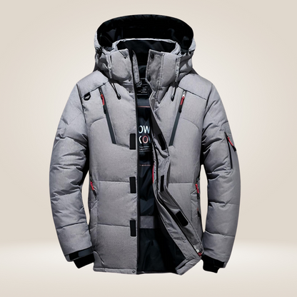Herren Winterjacke mit wattierter Steppung - grau