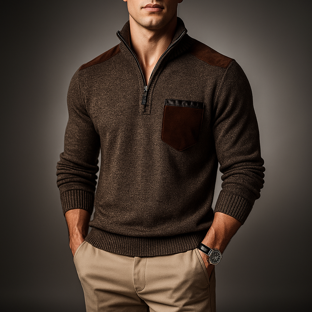 Pullover Herren im schlichten Design - braun
