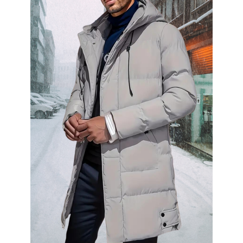 Herren Daunenjacke in langer Form - grau