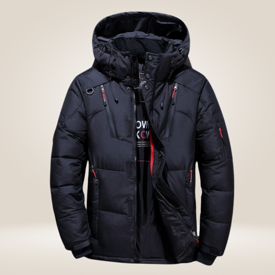 Herren Winterjacke mit wattierter Steppung - schwarz