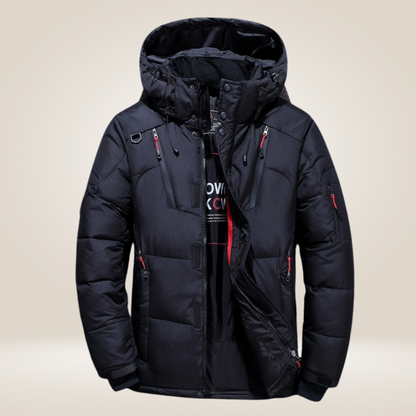 Herren Winterjacke mit wattierter Steppung - schwarz