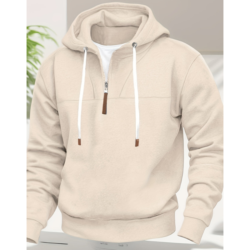 Herren Pullover mit kurzem Reißverschluss am Hals - apricot
