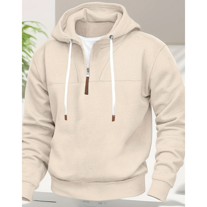 Herren Pullover mit kurzem Reißverschluss am Hals - apricot