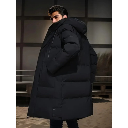 Herren Daunenjacke in langer Form - schwarz