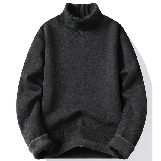 Herren Rollkragenpullover in schlanker Passform - schwarz