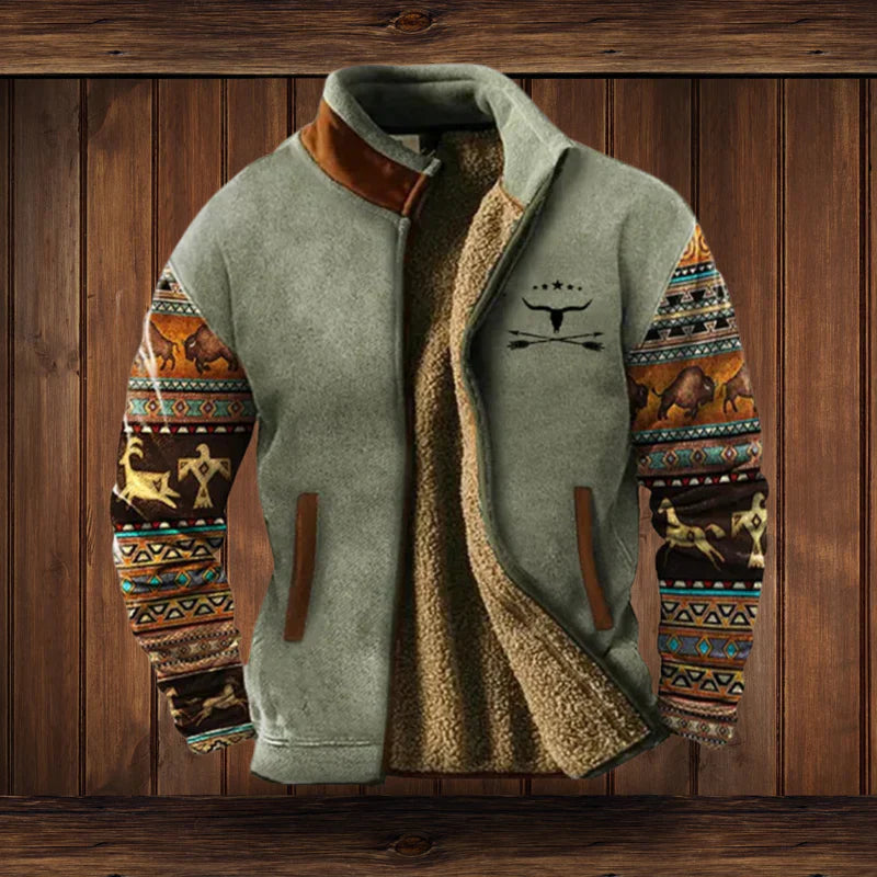 Winterjacke Herren im Vintage Design mit Futter - grau