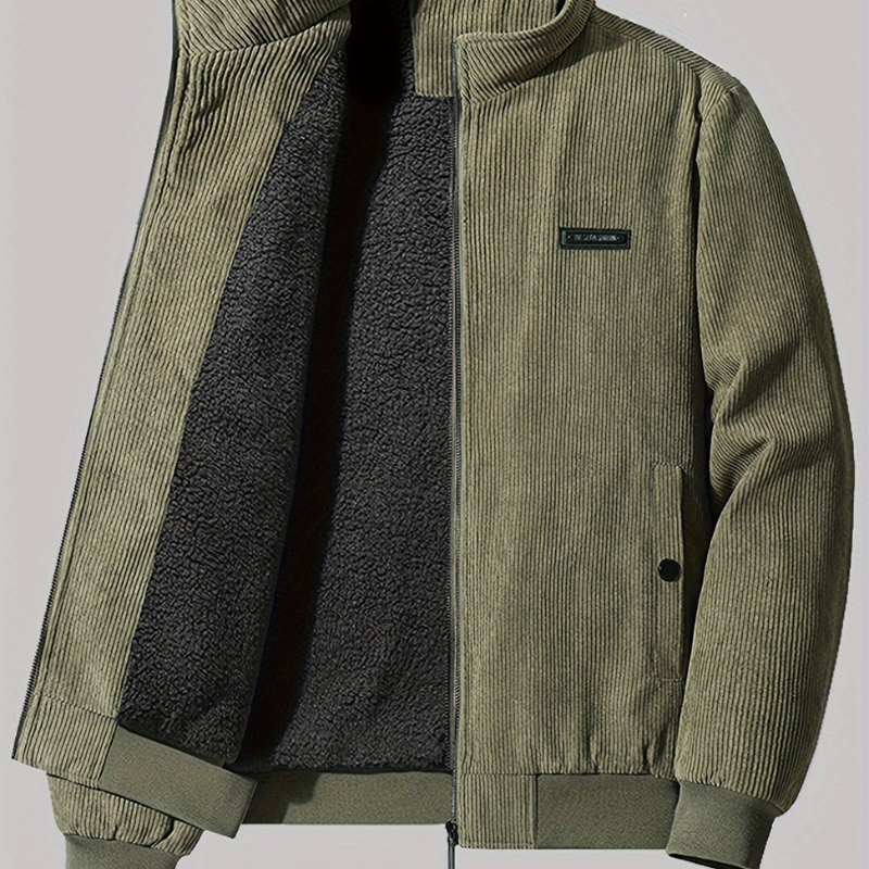 Herren Jacke mit Stehkragen und Futter - grün