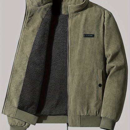 Herren Jacke mit Stehkragen und Futter - grün