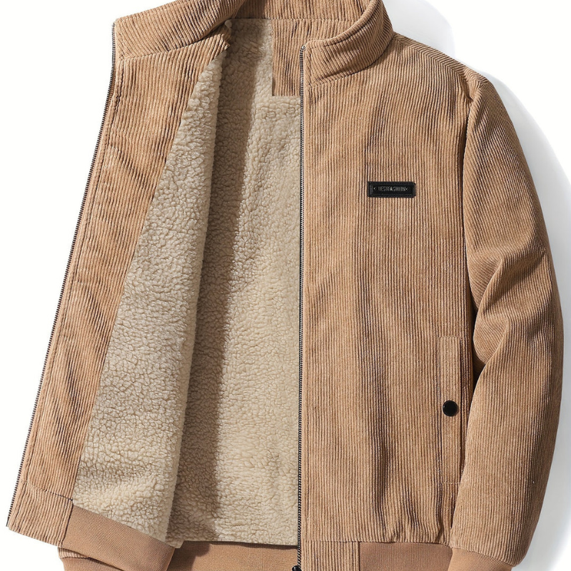 Herren Jacke mit Stehkragen und Futter - khaki