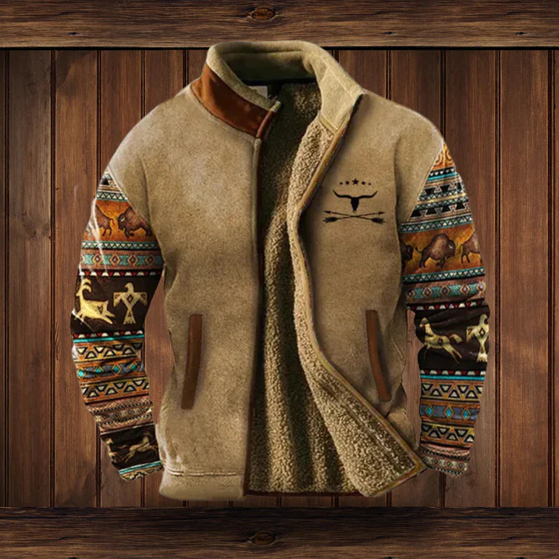 Winterjacke Herren im Vintage Design mit Futter - braun