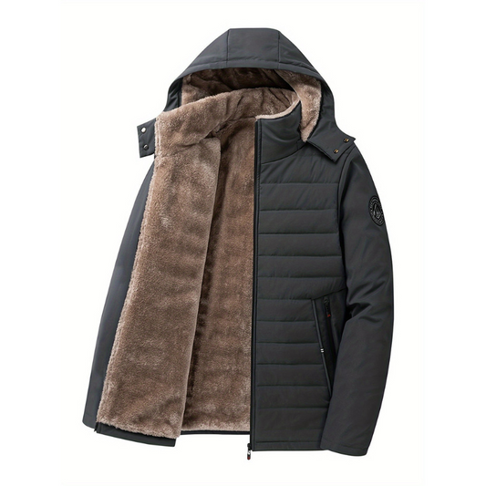 Herren Daunenjacke mit Kapuze - grau