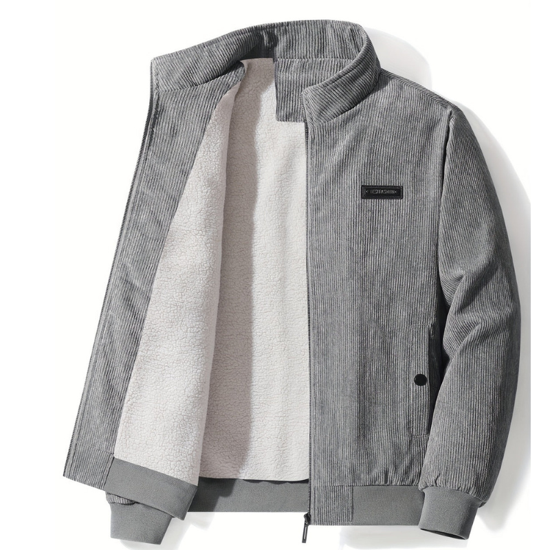 Herren Jacke mit Stehkragen und Futter - grau