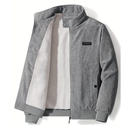 Herren Jacke mit Stehkragen und Futter - grau