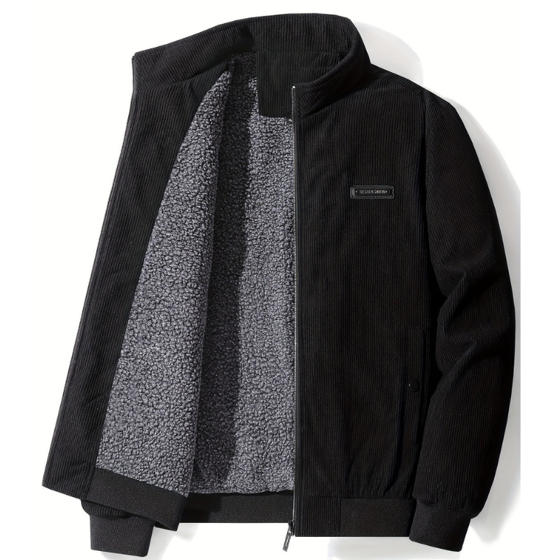 Herren Jacke mit Stehkragen und Futter - schwarz