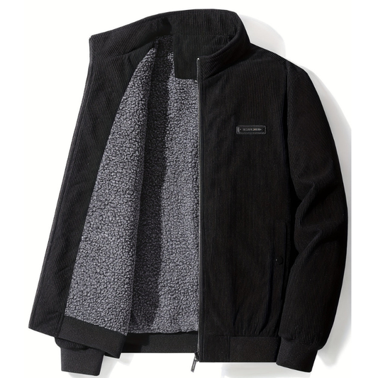 Herren Jacke mit Stehkragen und Futter - schwarz