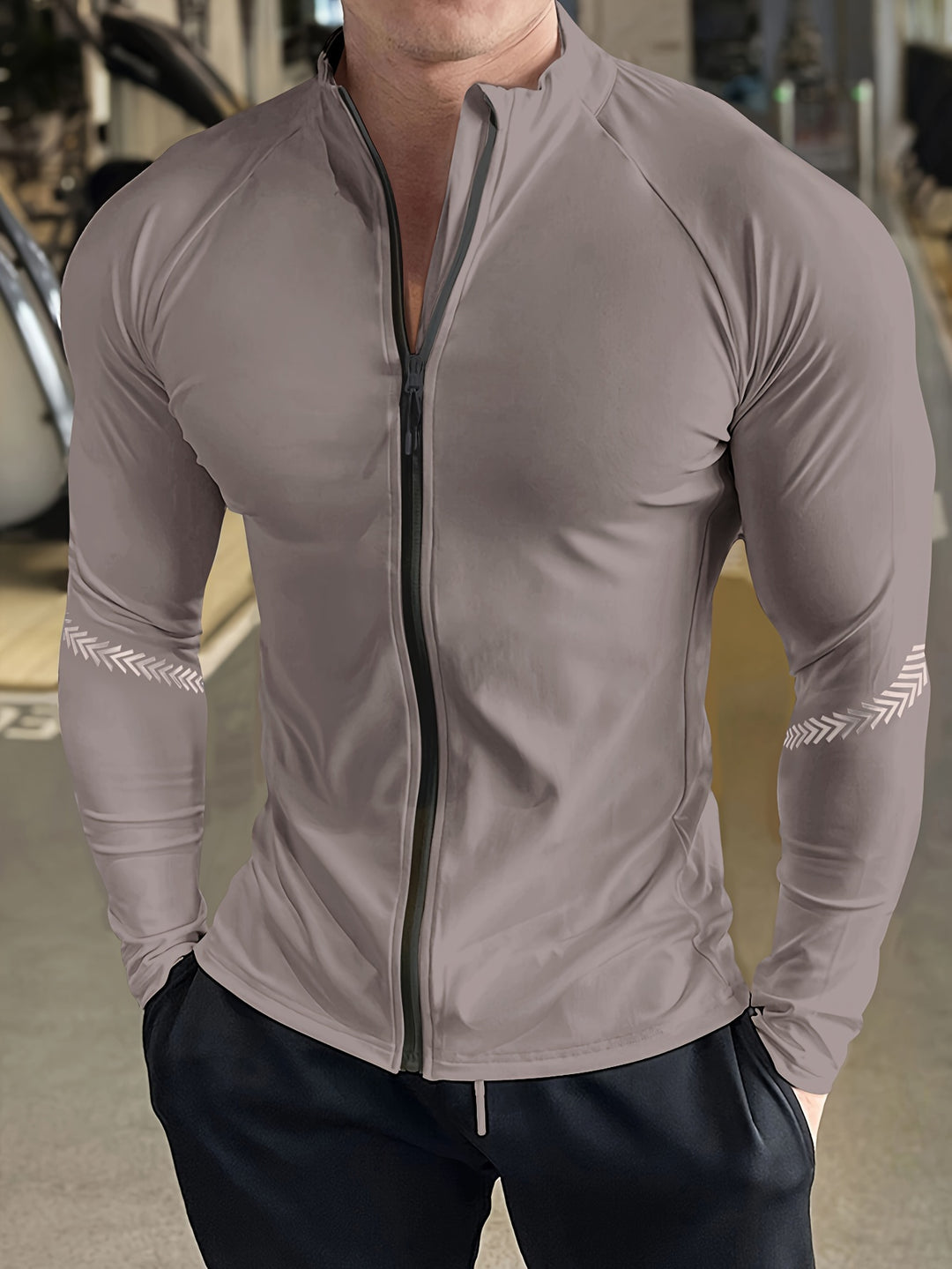 Herren Jacke im Slimfit mit Reißverschluss - khaki