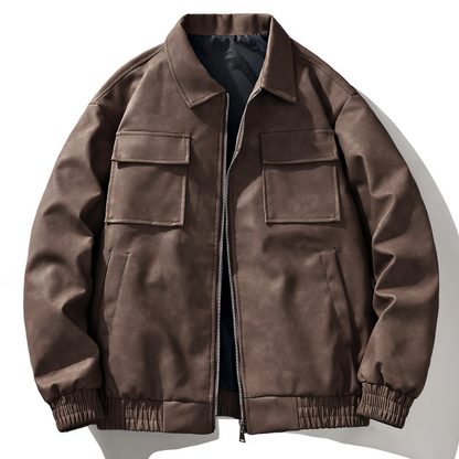 Winterjacke Herren im Vintage Bomber Stil - braun