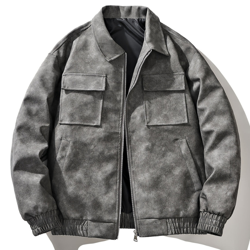 Winterjacke Herren im Vintage Bomber Stil - grau
