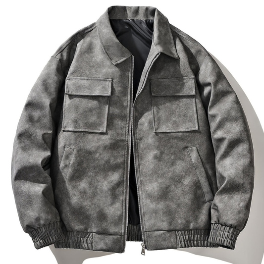 Winterjacke Herren im Vintage Bomber Stil - grau