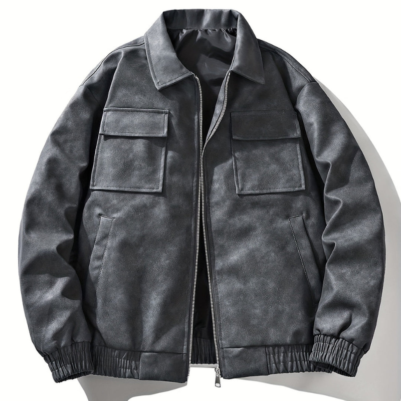 Winterjacke Herren im Vintage Bomber Stil - schwarz