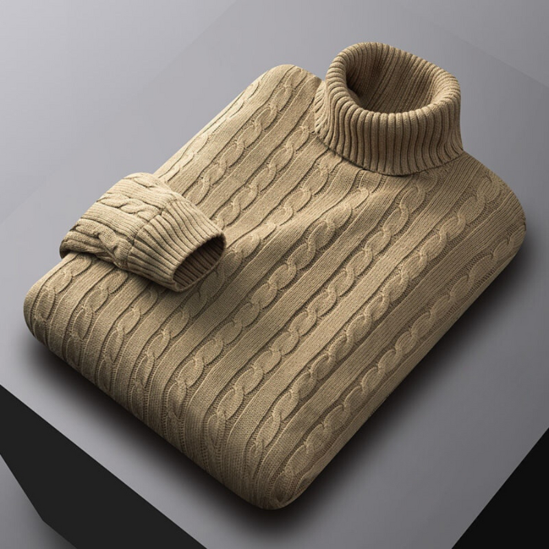 Herren Rollkragenpullover im schlichten Basic-Schnitt - hellbraun