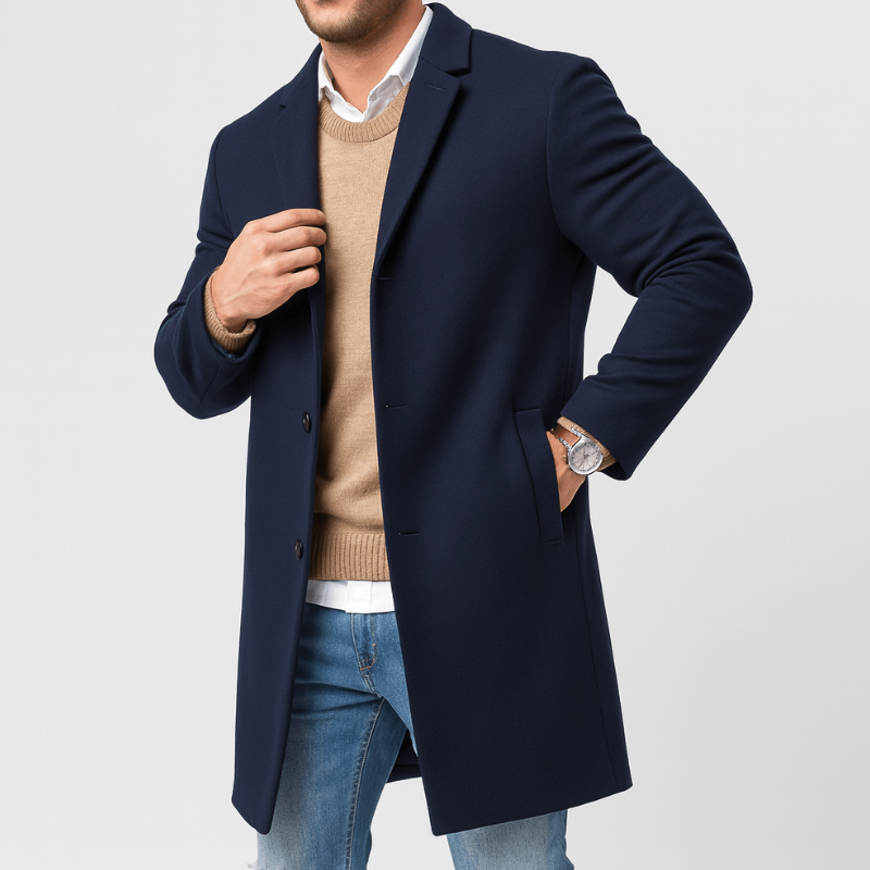 Herren Trenchcoat im klassischen Look - blau
