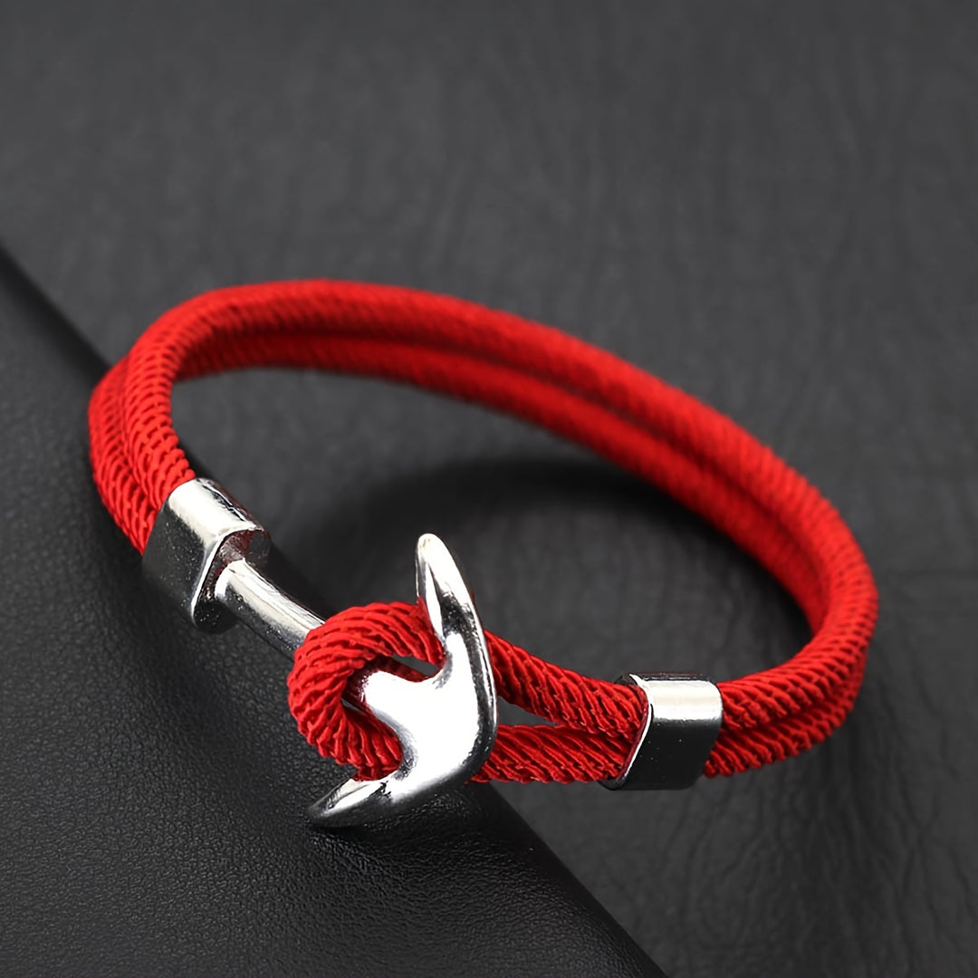 Herren Armband mit Ankerdesign und Verschluss - rot