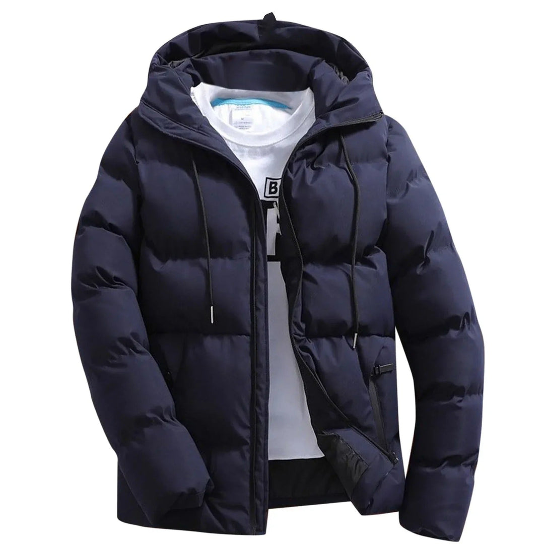 Daunenjacke Herren gesteppt mit Kapuze - blau