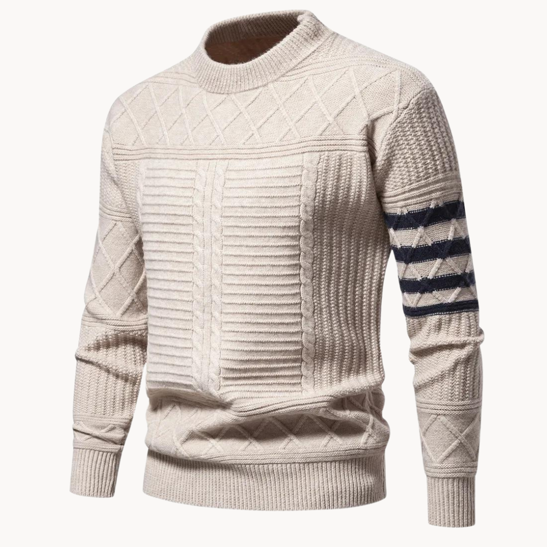 Strickpullover Herren mit Rundhalsausschnitt - khaki