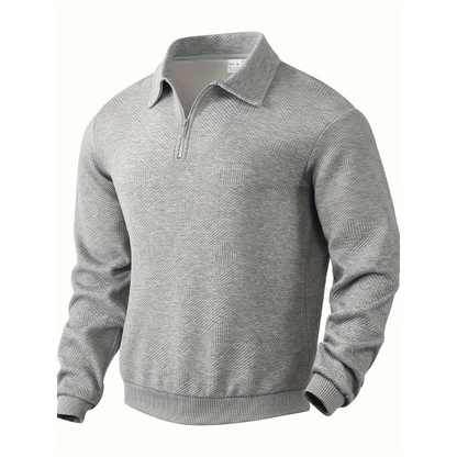 Herren Henley Pullover mit geometrischem Muster - grau