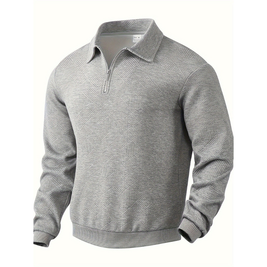 Herren Henley Pullover mit geometrischem Muster - grau