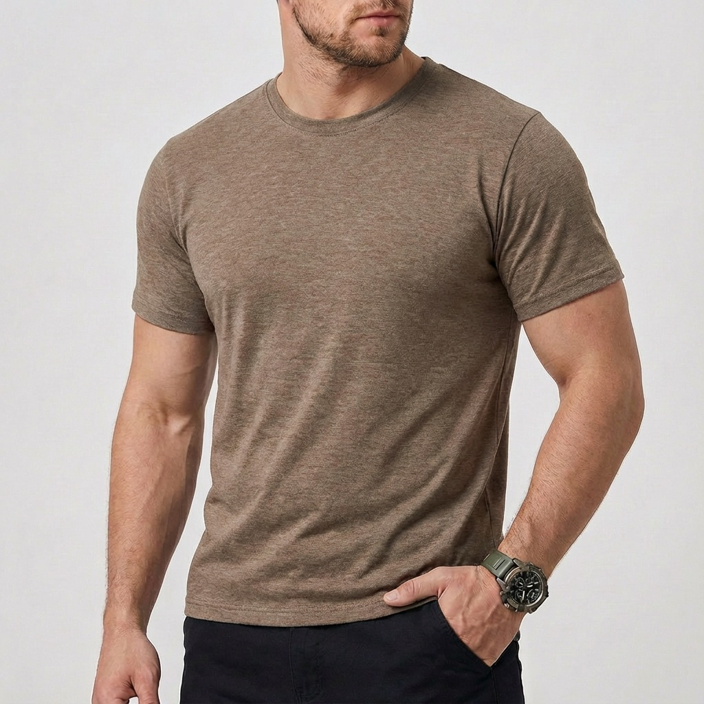 Herren T-Shirt mit Rundhalsausschnitt - dunkles khaki