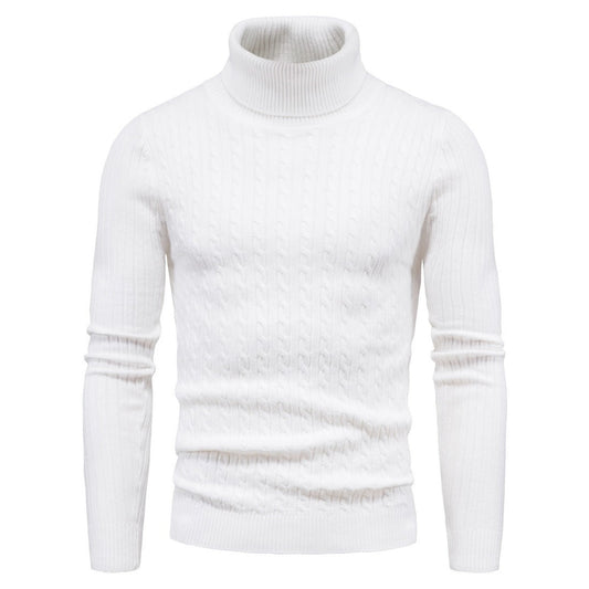Herren Rollkragenpullover mit Rippstruktur - weiß