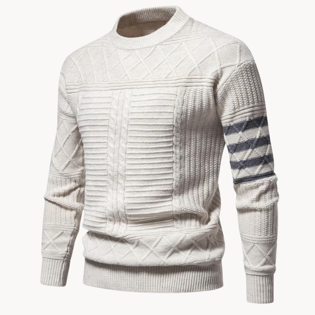 Strickpullover Herren mit Rundhalsausschnitt - beige