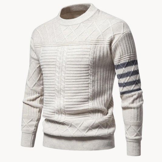 Strickpullover Herren mit Rundhalsausschnitt - beige
