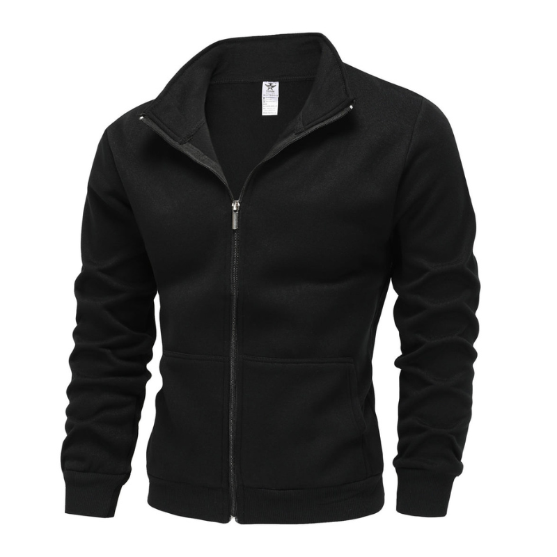 Herren Winterjacke mit hohem Kragen - schwarz