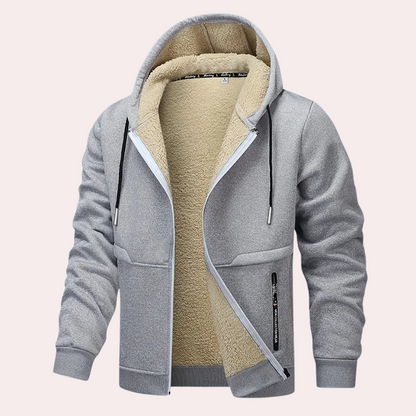 Herren Kapuzenjacke mit gefütterter Innenseite - grau