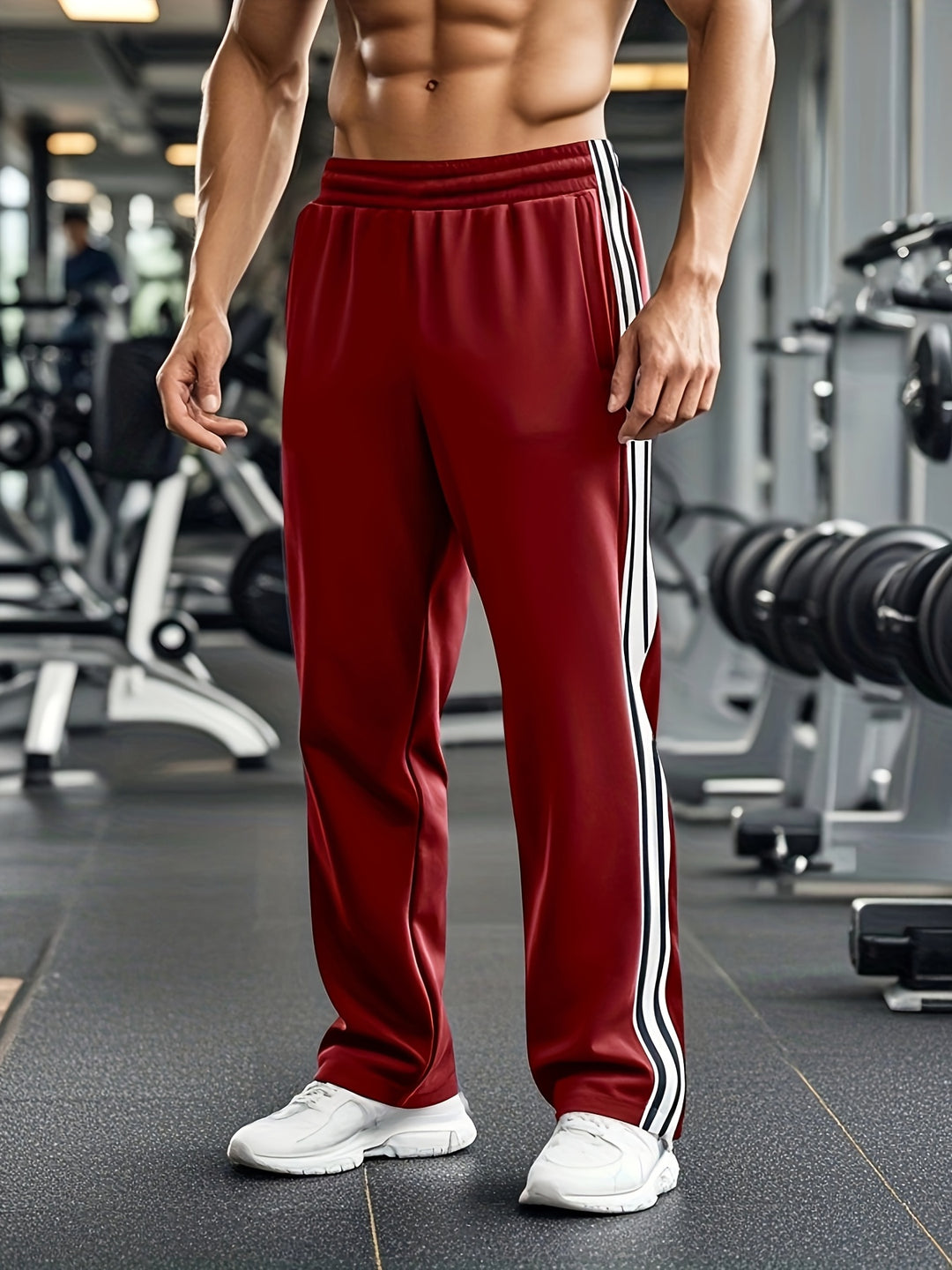 Herren Jogginghose mit Tunnelzug und Bündchen - rot