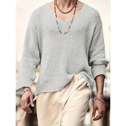 Herren Pullover mit V-Ausschnitt und Langarm - grau