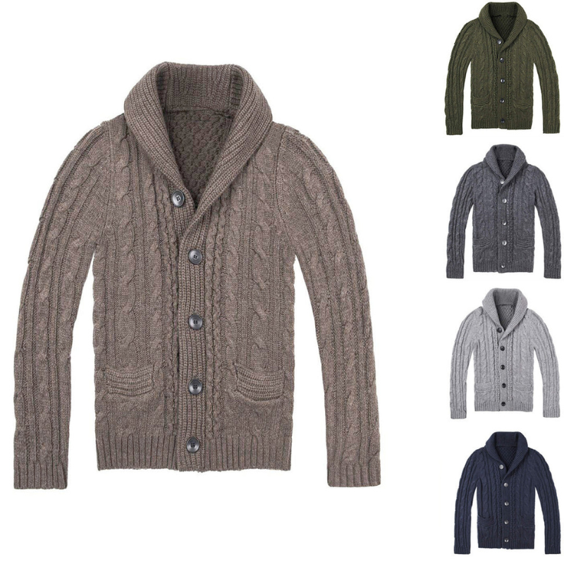Herren Strickjacke mit Zopfmuster