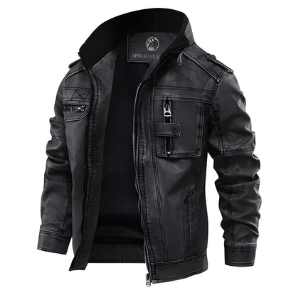 Herren Lederjacke im Biker-Vintage-Look - schwarz