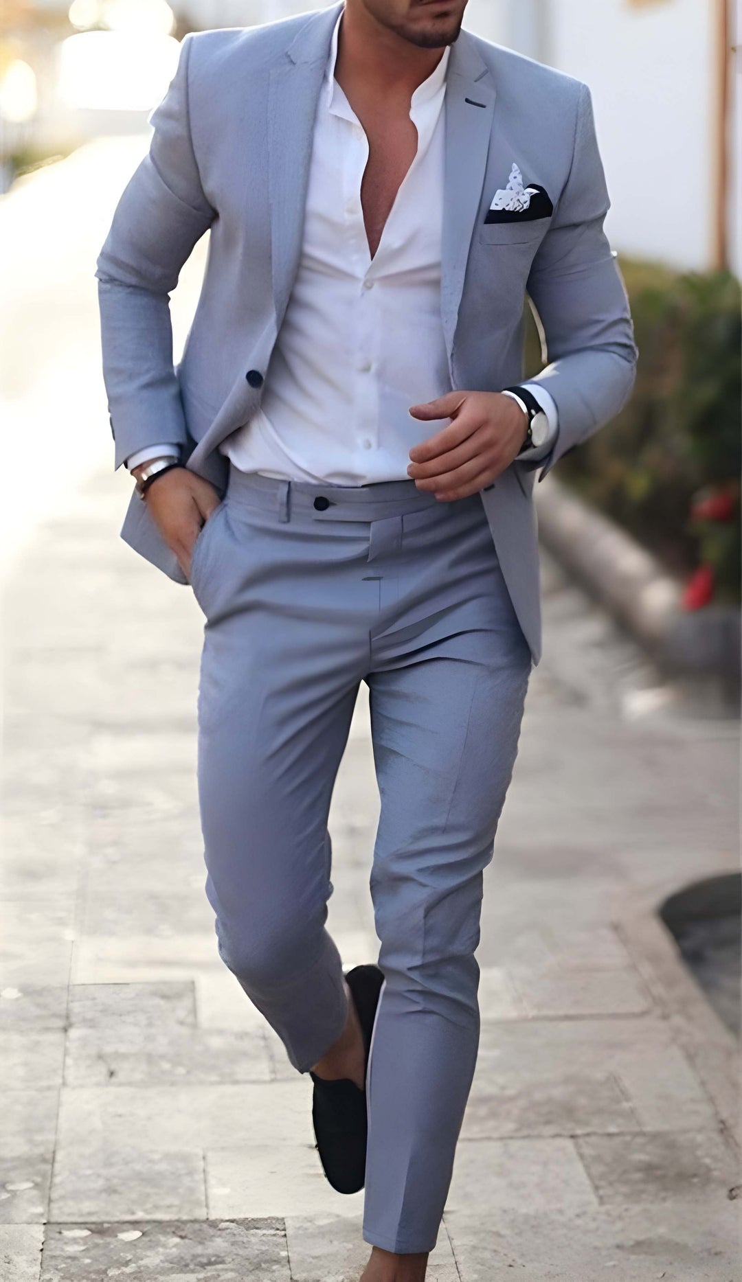 Herren Anzug zweiteilig mit Slim Fit - hell - blau