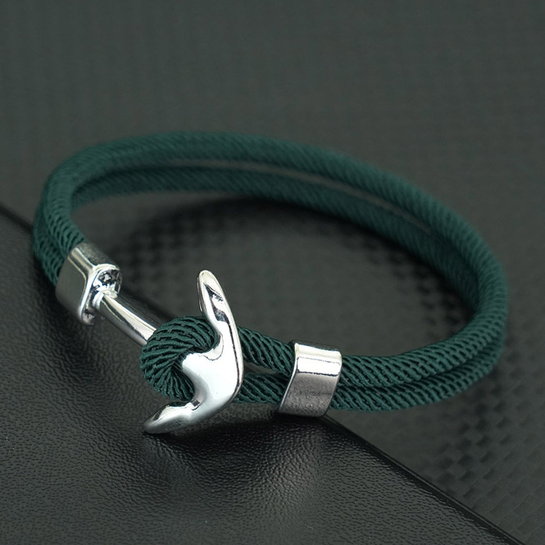 Herren Armband mit Ankerdesign und Verschluss - grün