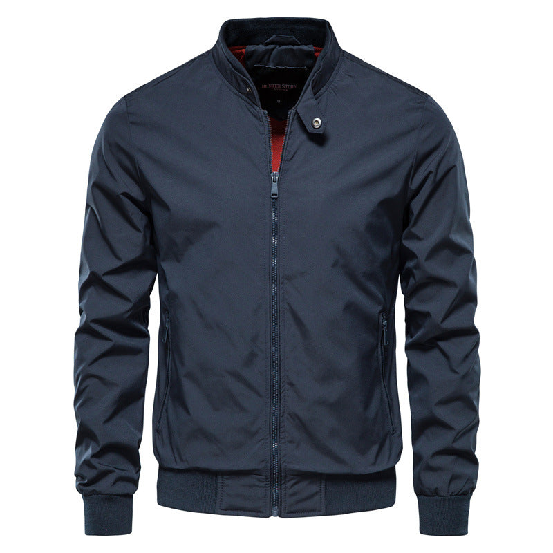 Herren Steppjacke mit hohem Stehkragen - blau