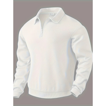 Herren Henley Pullover mit geometrischem Muster - weiß