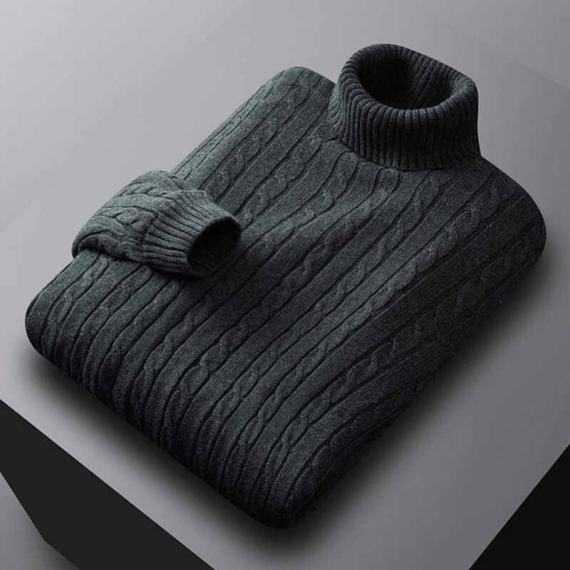Herren Rollkragenpullover im schlichten Basic-Schnitt - grau