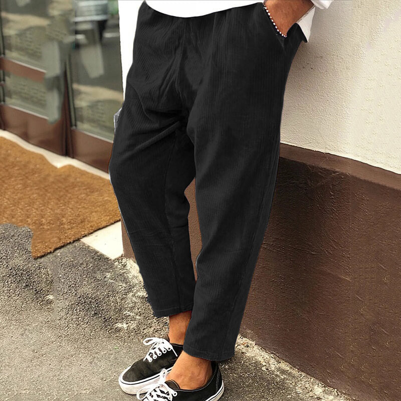 Cordhose Herren mit lockerem Schnitt - schwarz