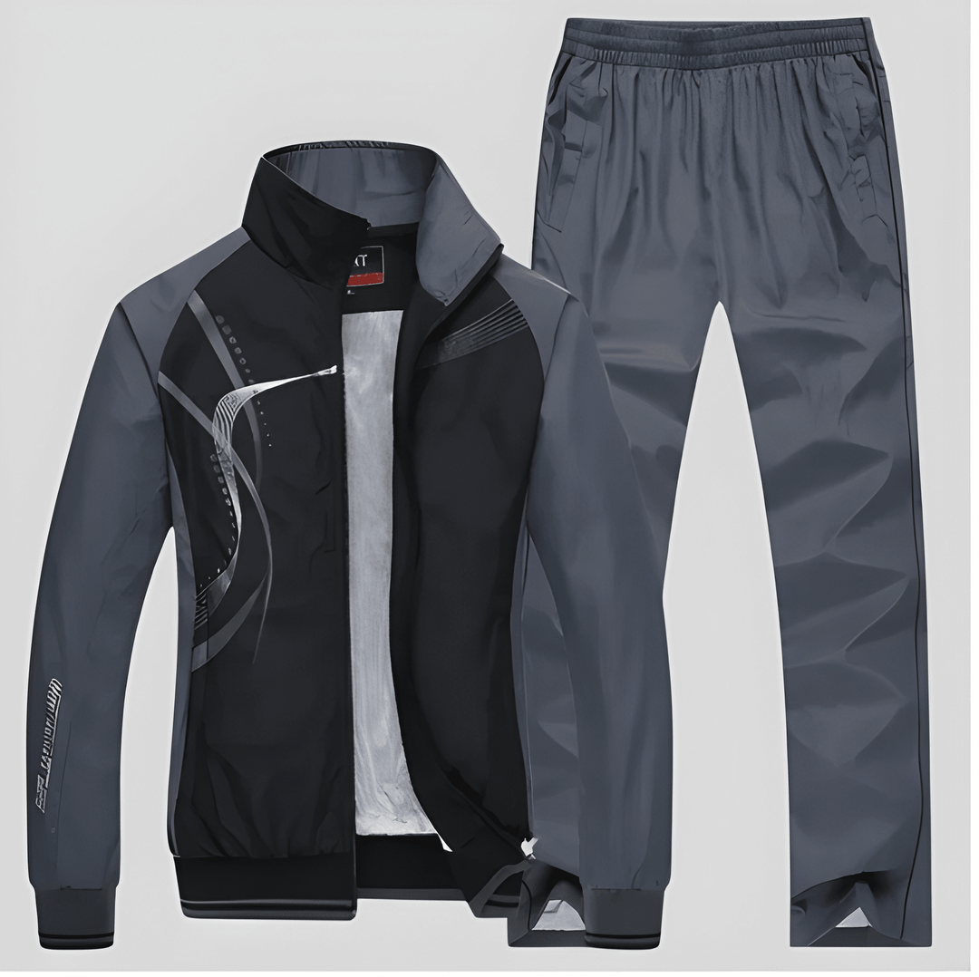 Herren Trainingsanzug zweiteilig mit Jacke und Hose - schwarz