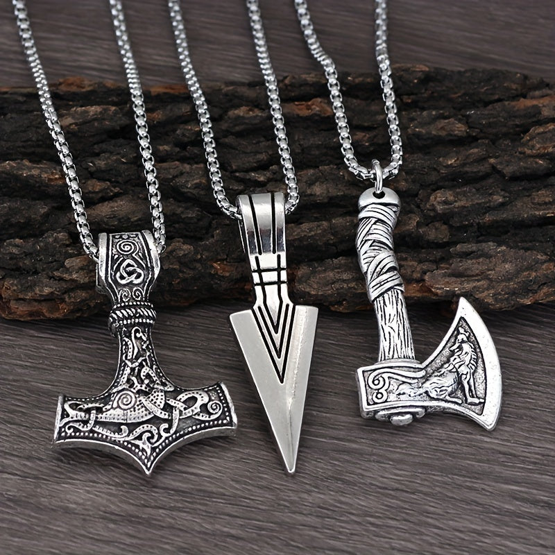 Herren Kette mit Anhänger im Wikinger Stil - silber