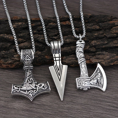 Herren Kette mit Anhänger im Wikinger Stil - silber